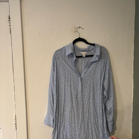H&M Blue Patterned Shirt Dress Size XL - Picture 2 of 8